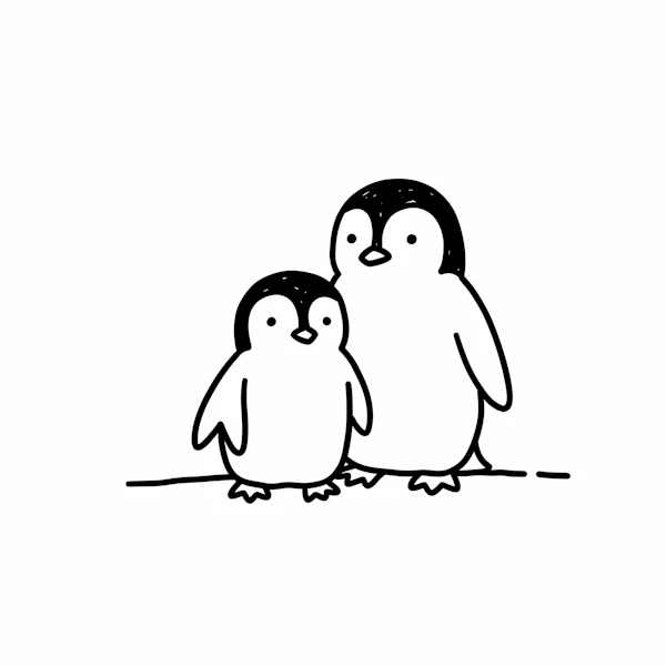 Cartoon Penguins Duo