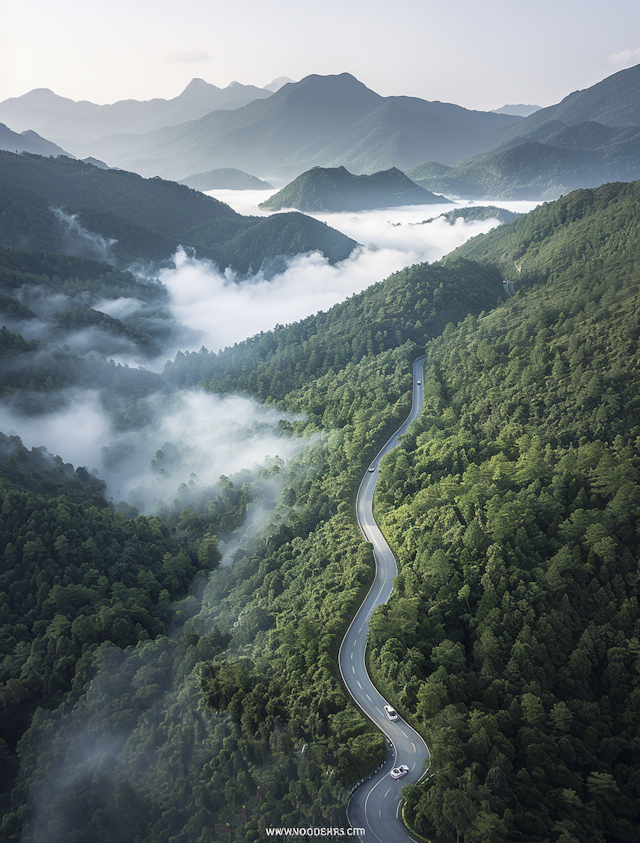 Mountain Road in Mist