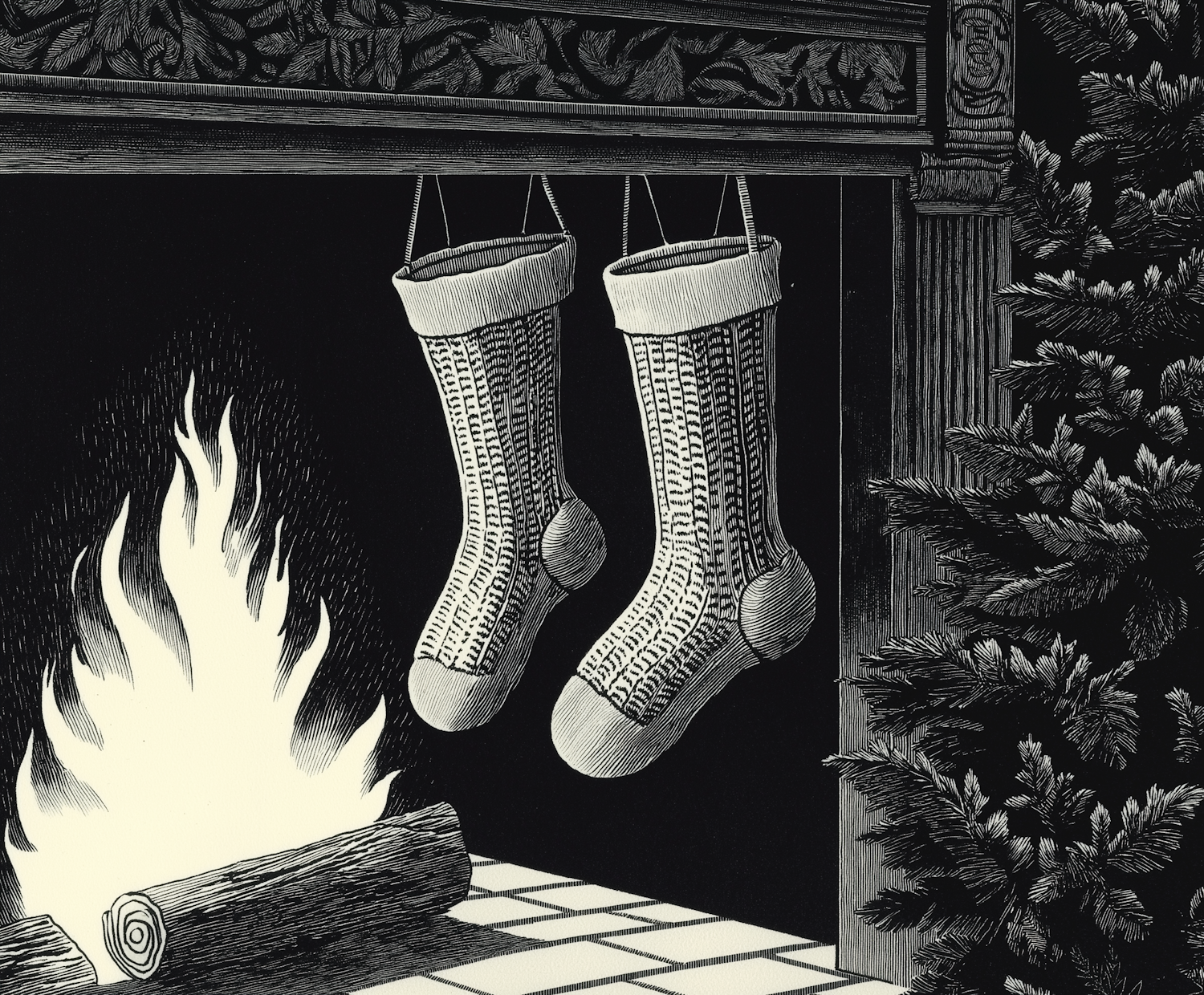 Cozy Festive Scene with Stockings