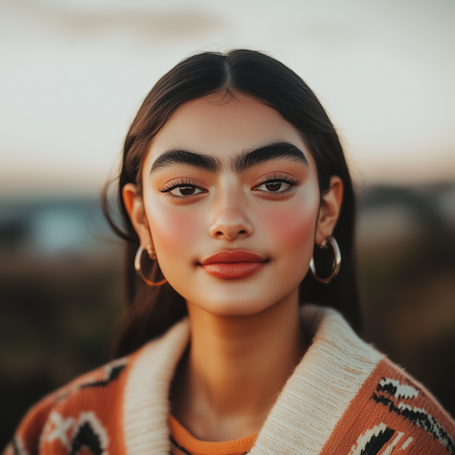 Young Woman in Patterned Sweater