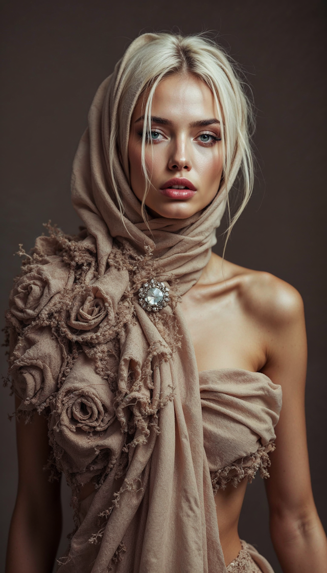 Elegant Woman with Headscarf