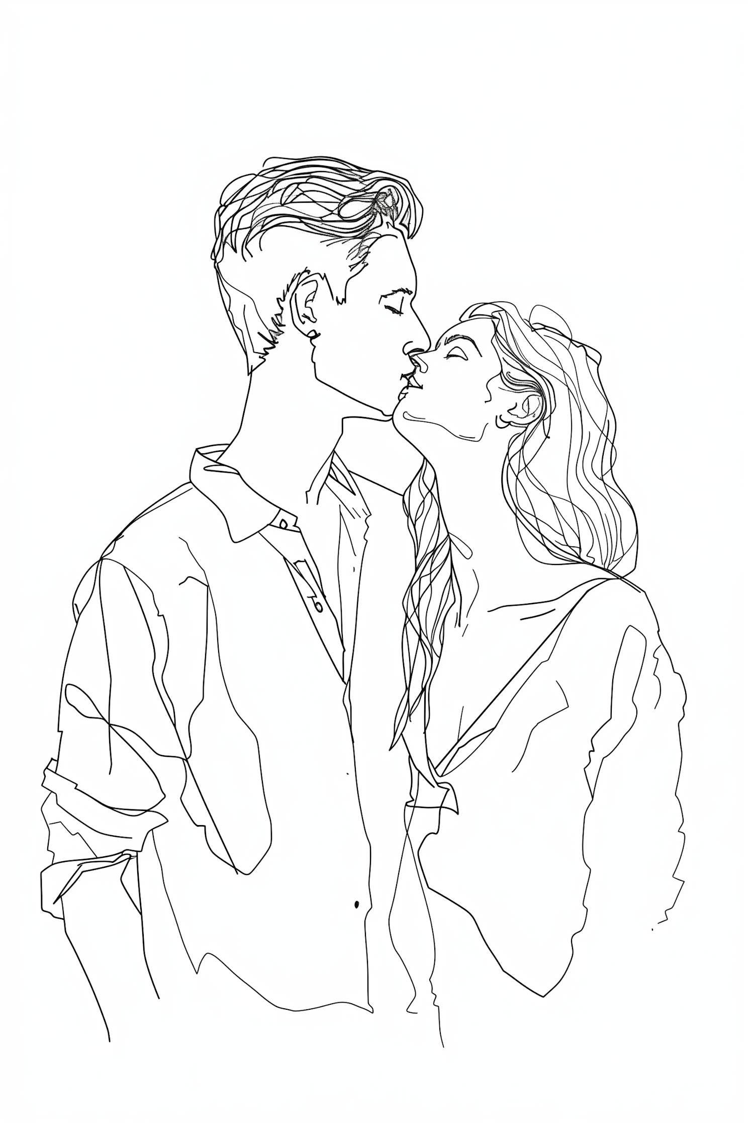 Minimalist Line Drawing of Romantic Couple