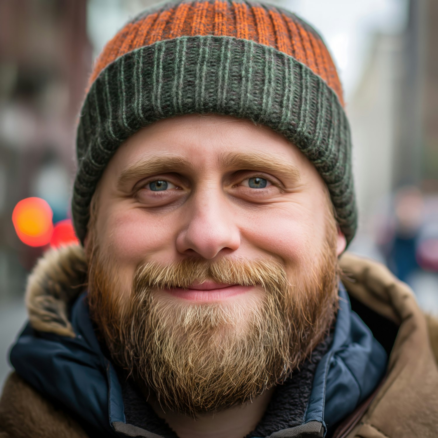 Warm Bearded Man in Winter Attire