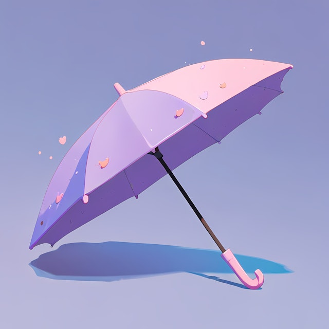 Pastel Umbrella with Heart Droplets