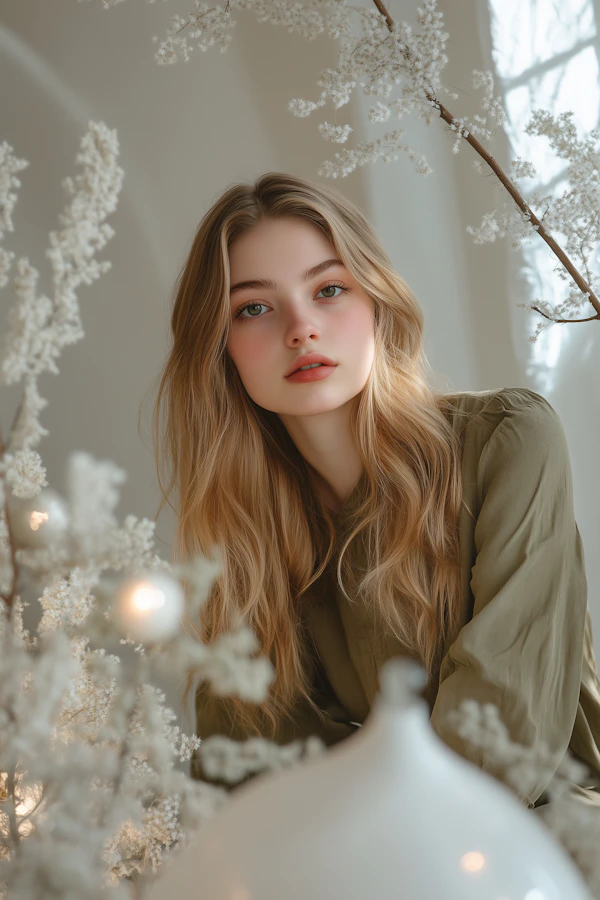Serene Woman with Blossoms