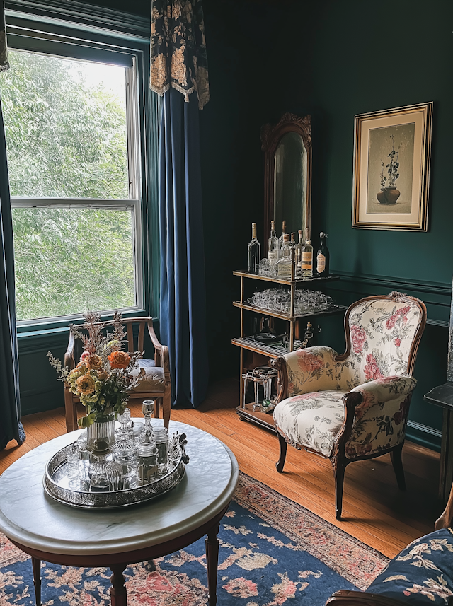 Vintage Style Room with Green Color Scheme