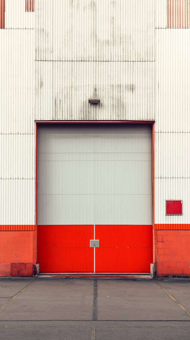 Symmetrical Industrial Shutter with Contrasting Color Scheme