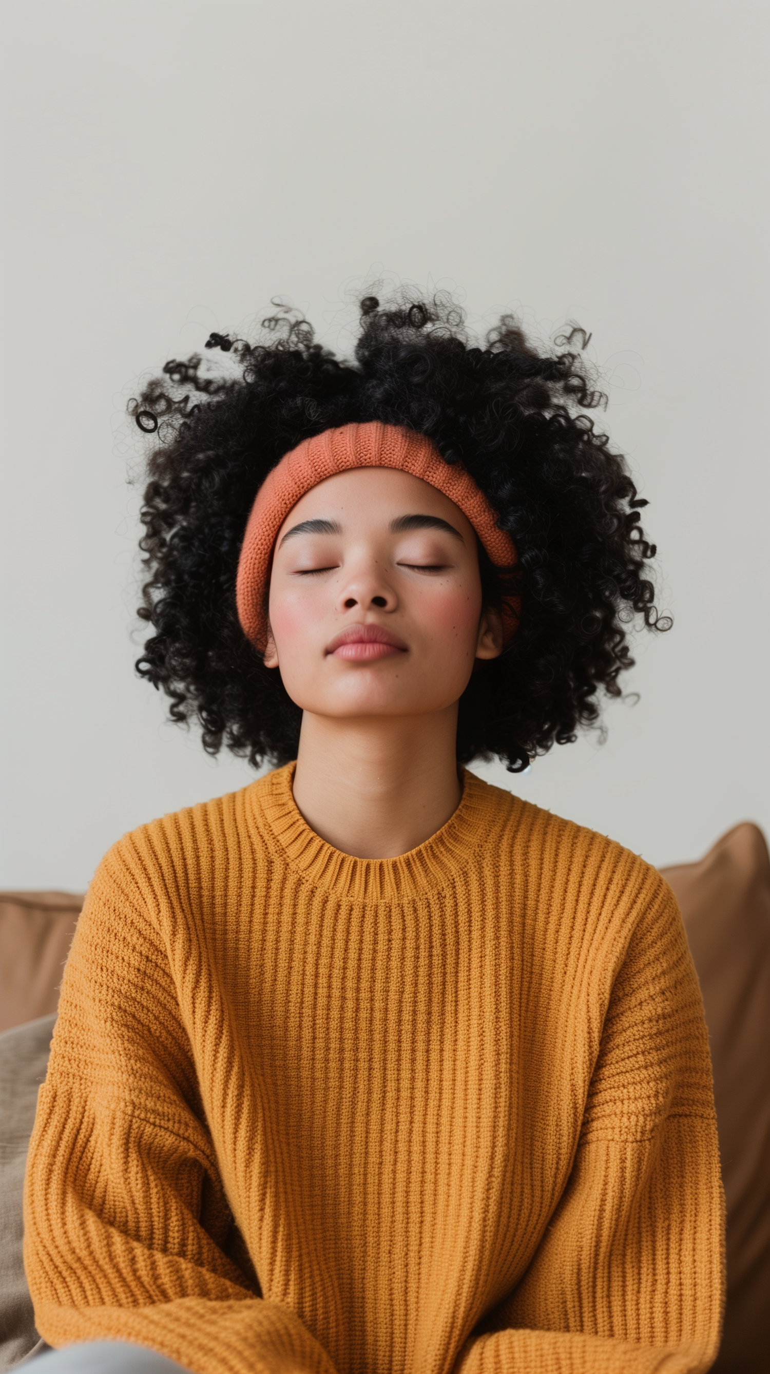 Serene Woman in Autumnal Attire