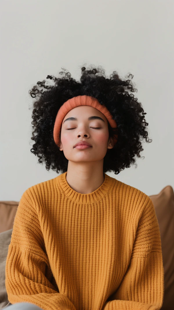 Serene Woman in Autumnal Attire