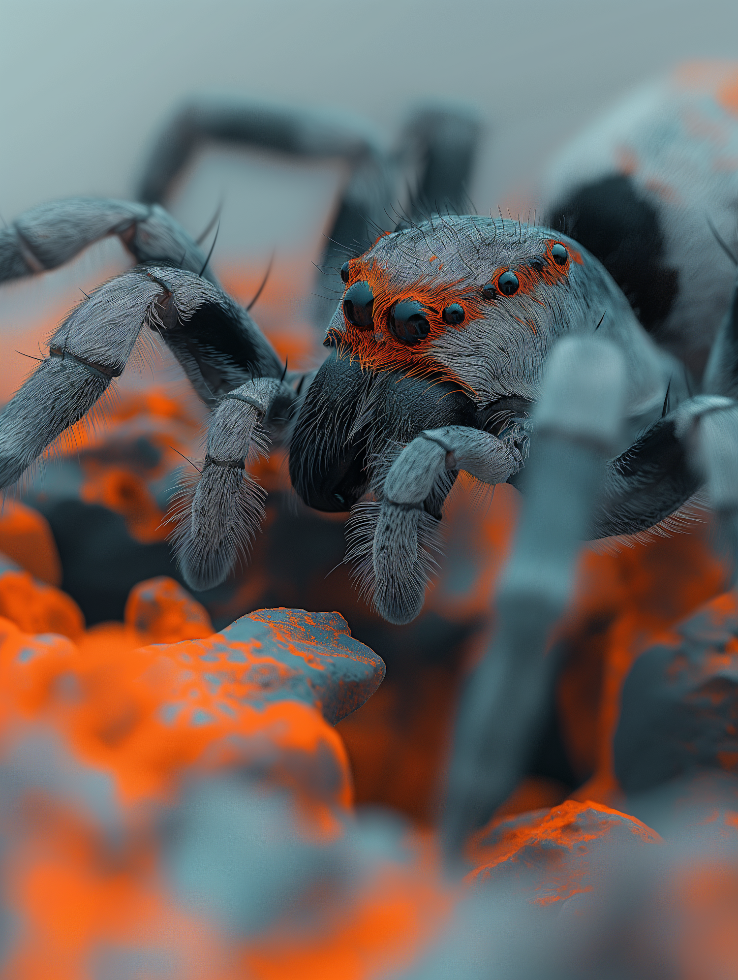 Striking Spider Close-Up