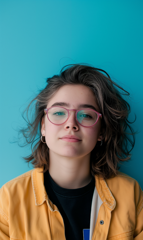 Youthful Portrait Against Turquoise Blue