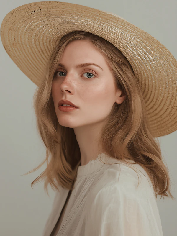 Serene Straw Hat Portrait