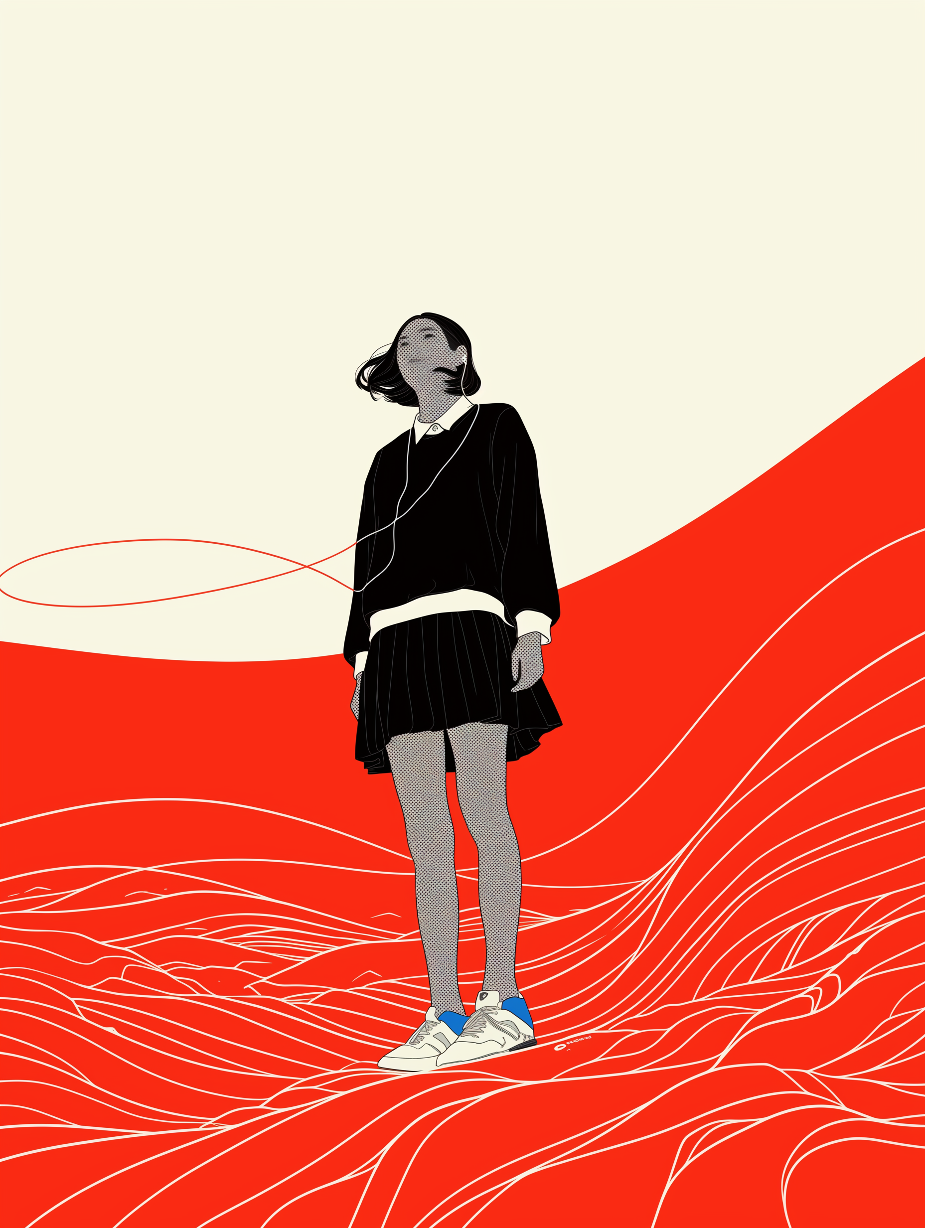 Stylized Person with Abstract Background Illustration on Lummi