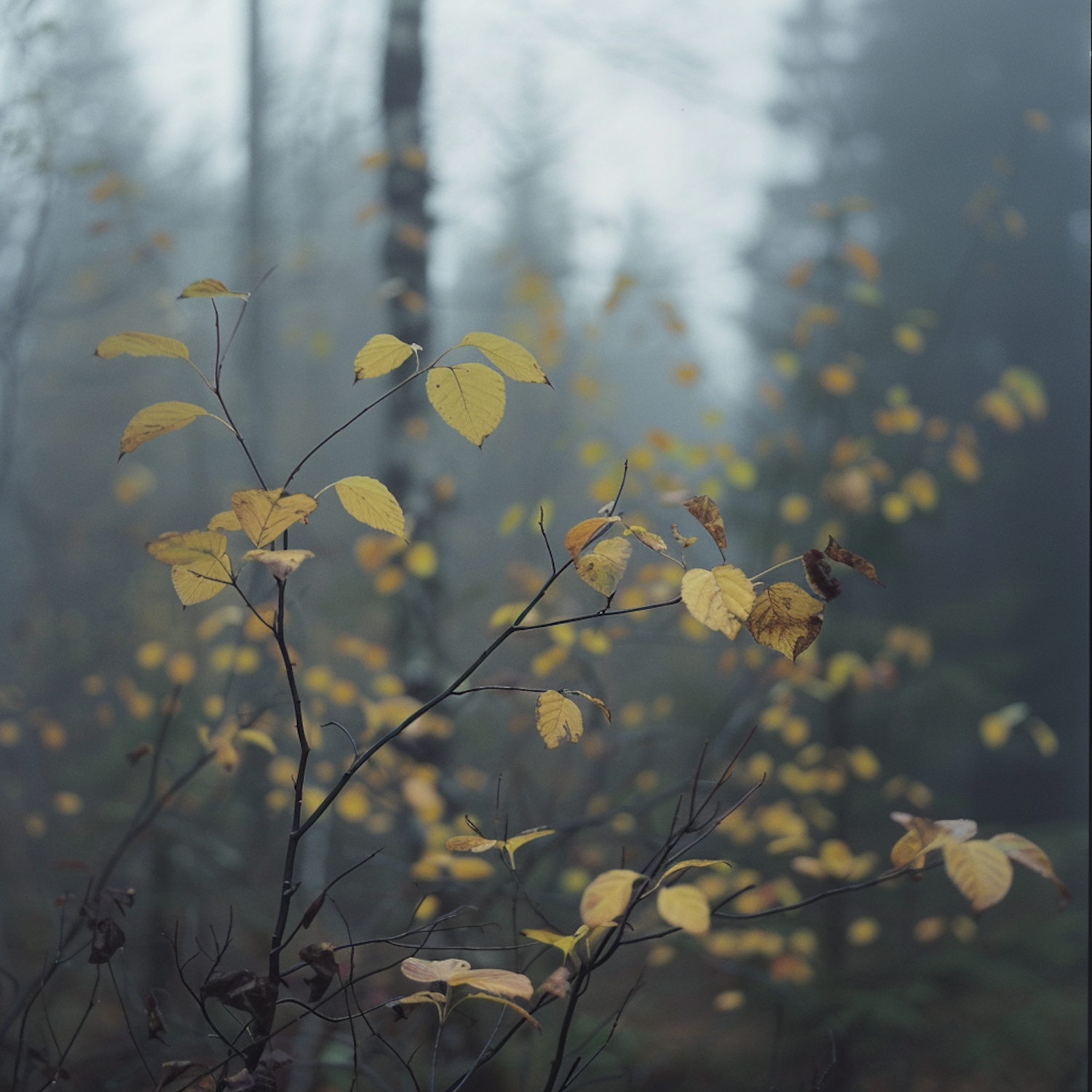 Misty Autumn Forest Scene