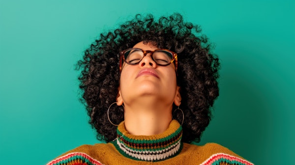 Serene Woman With Colorful Sweater