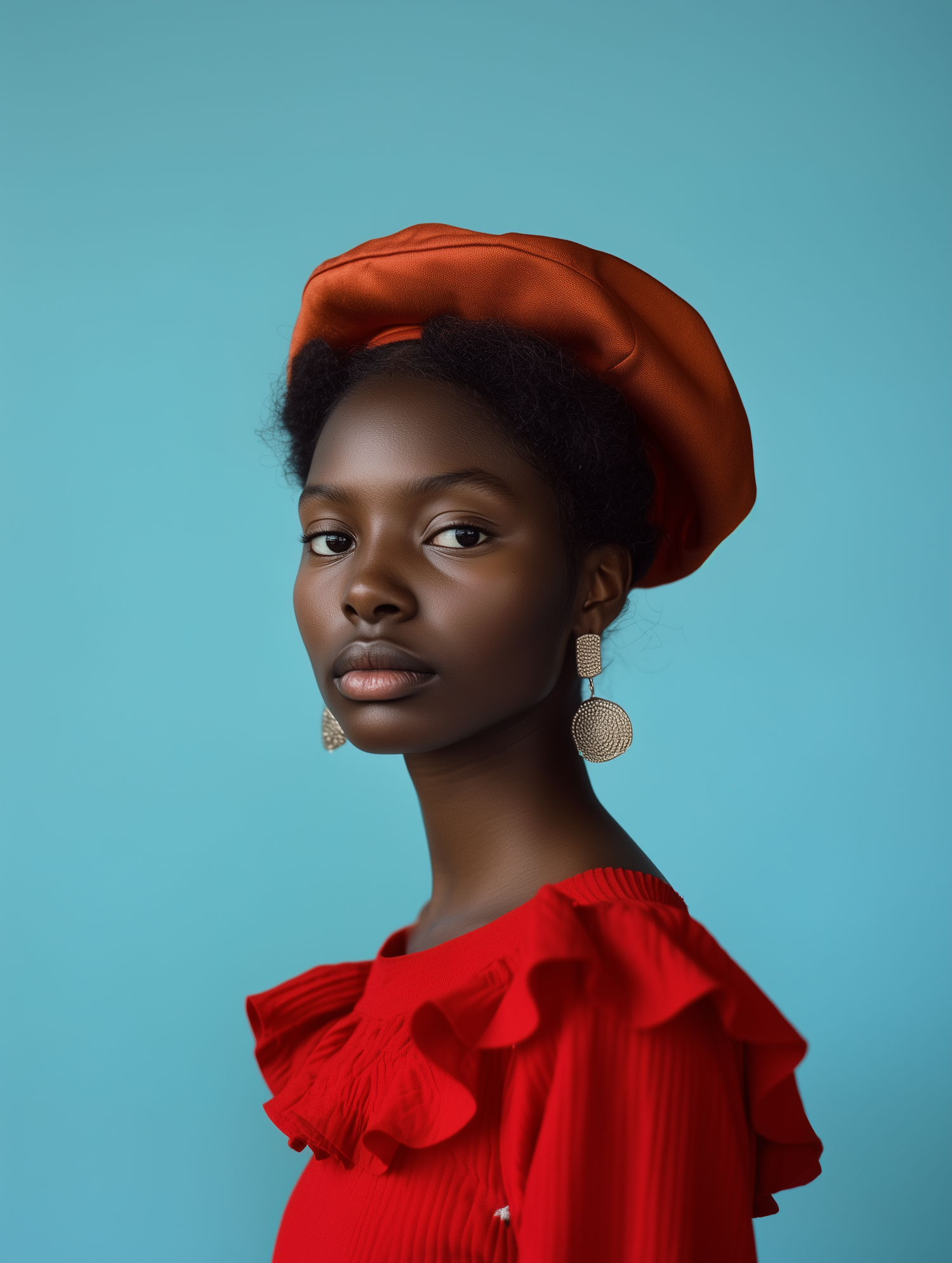 Serene Woman in Red Dress