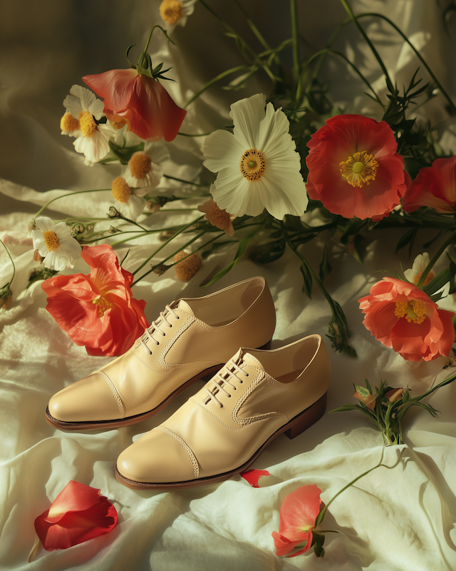 Elegant Leather Shoes with Flowers