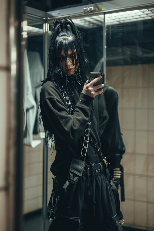 Gothic Fashion in Elevator