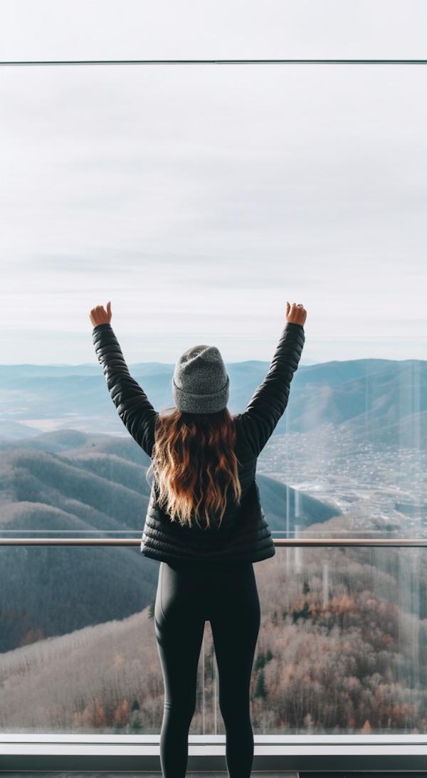 Triumphant Observer at the Mountain Summit