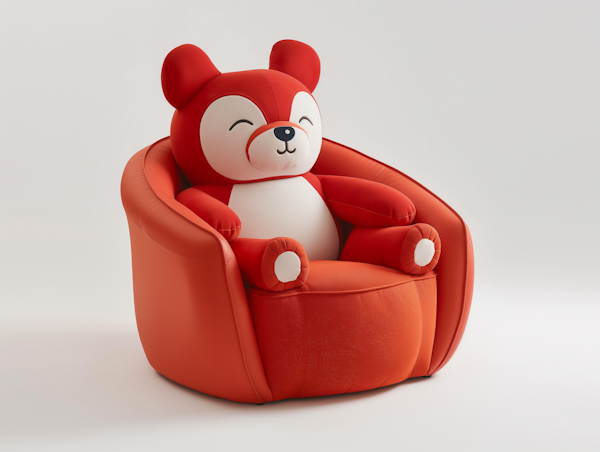 Whimsical Red Bear Armchair