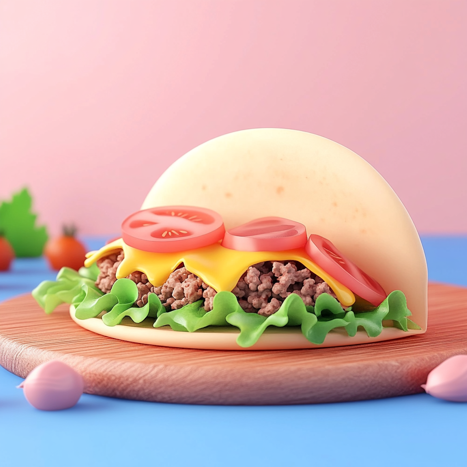 Cartoon-Style Playful Hamburger Illustration