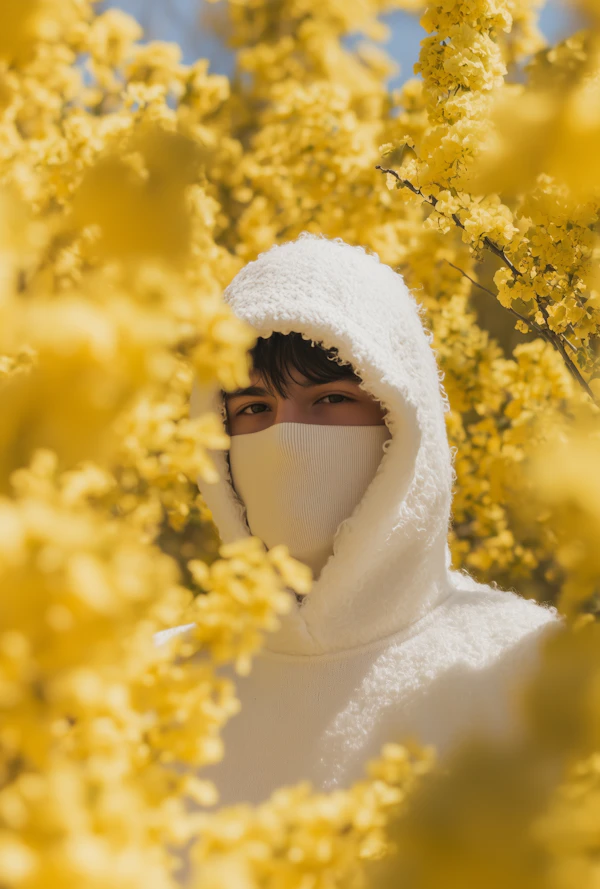 Person in Yellow Flowers