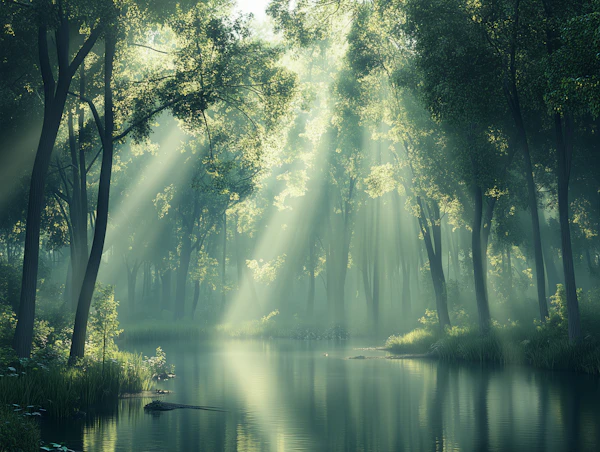 Misty Forest Reflection