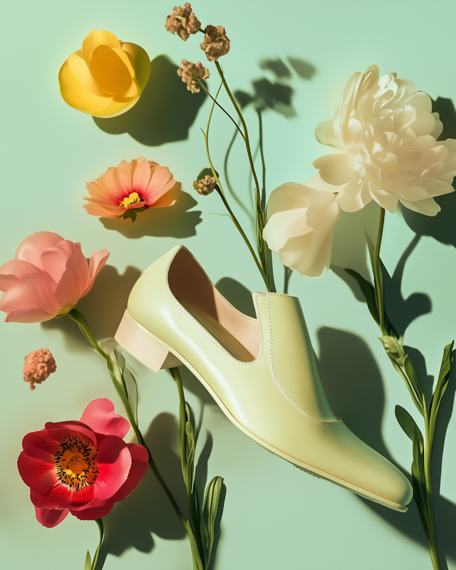 Elegant Shoe with Vibrant Flowers