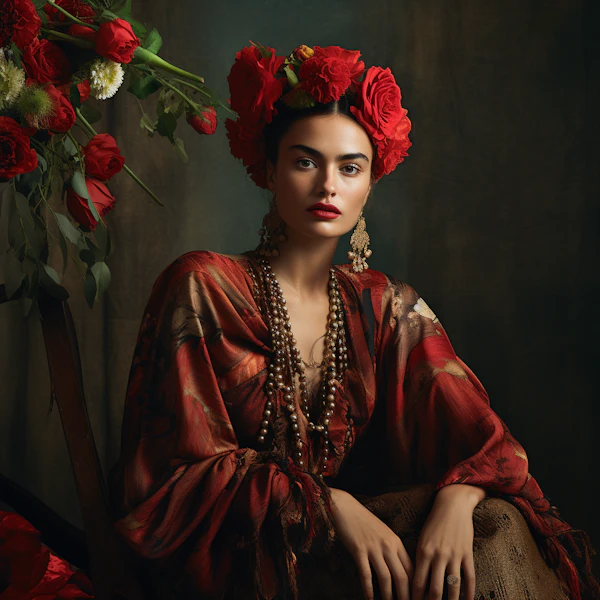 Elegant Woman with Floral Headpiece
