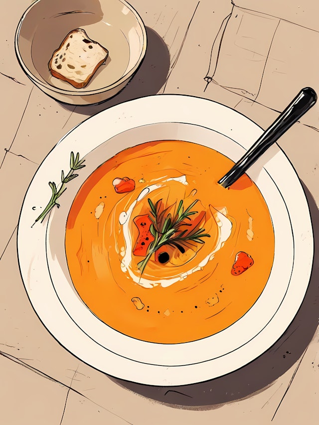 Vibrant Orange Soup with Garnish