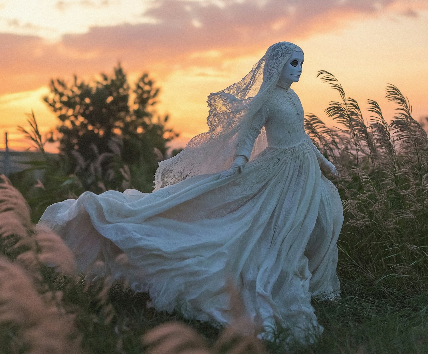 Ghostly Figure at Sunset