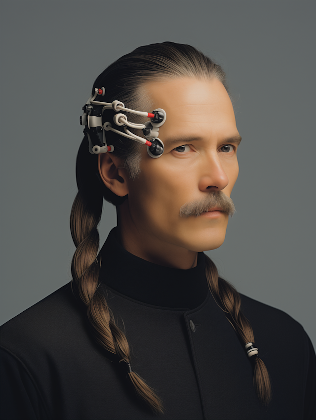 Futuristic Man with Cybernetic Device