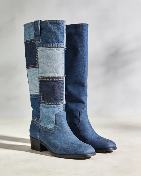 Denim Patchwork Boots