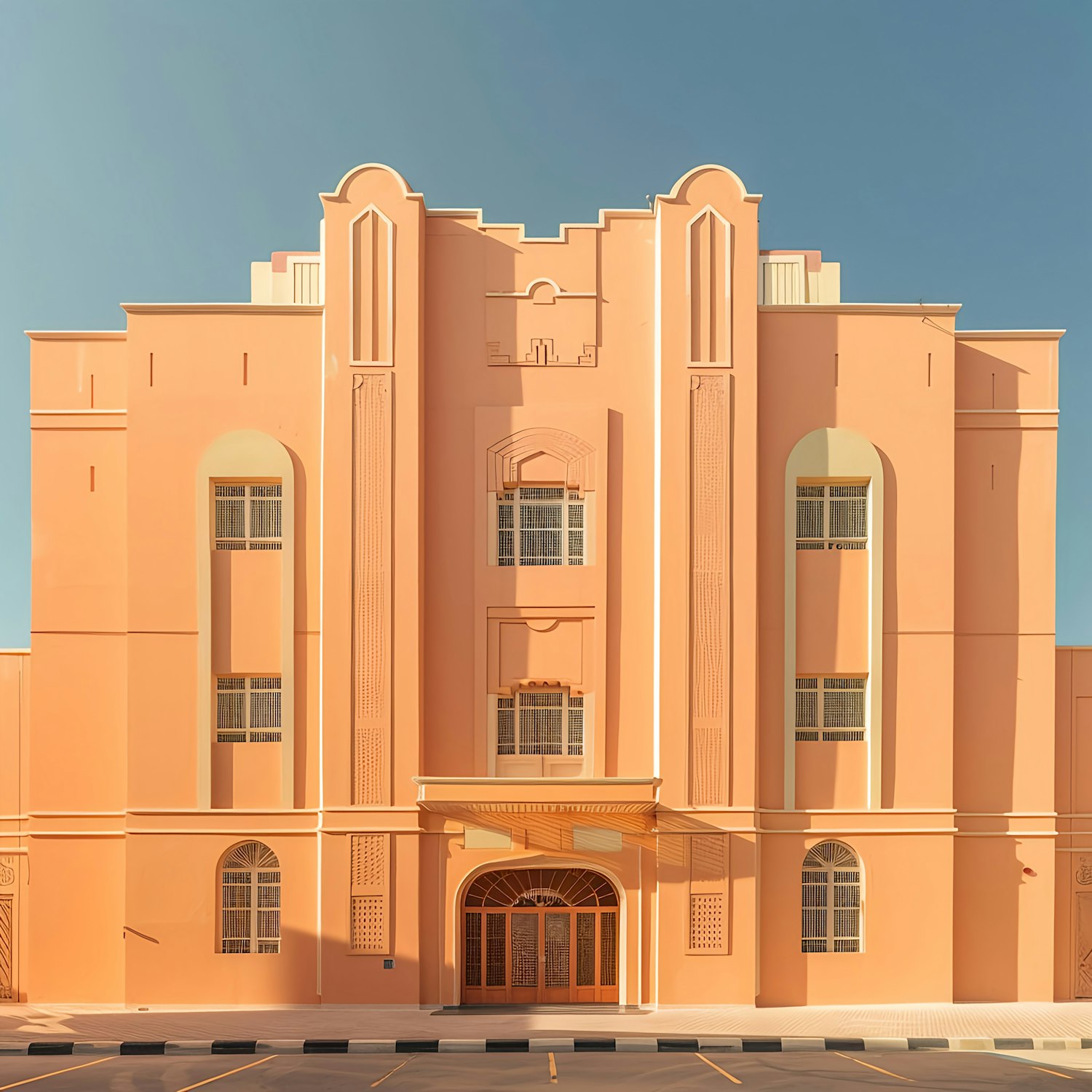 Grand Peach-Colored Art Deco Building