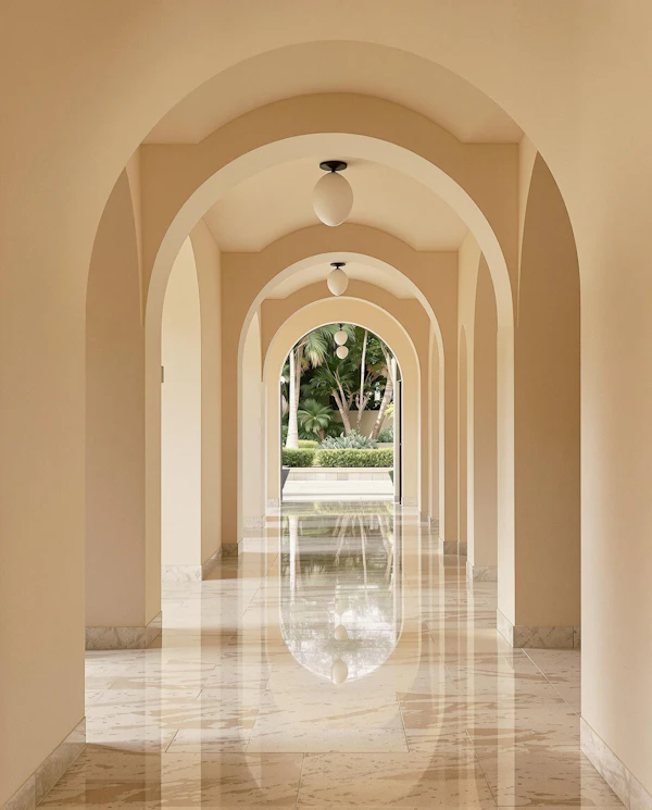 Serene Arched Hallway