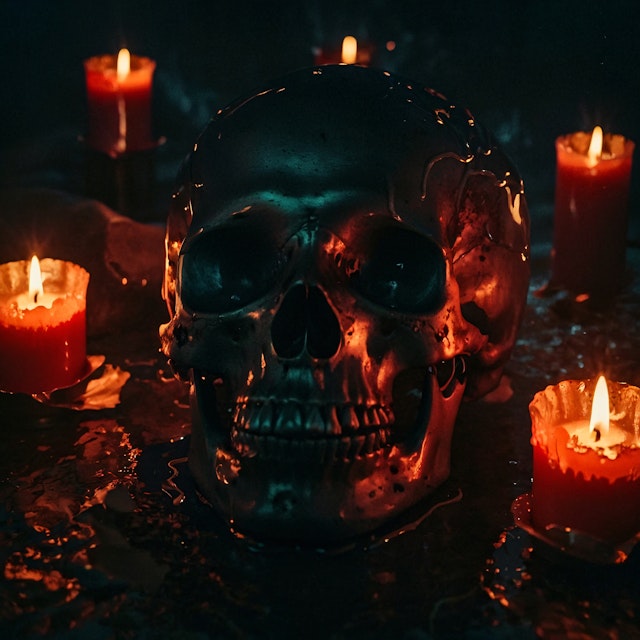 Atmospheric Skull with Candles