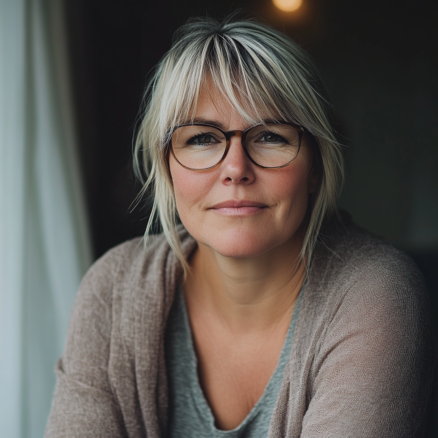 Portrait of a Thoughtful Middle-Aged Woman