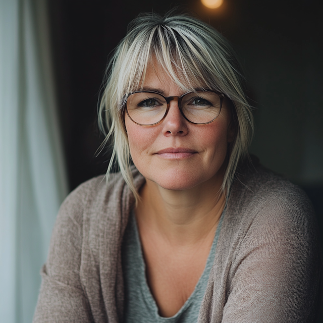 Portrait of a Thoughtful Middle-Aged Woman