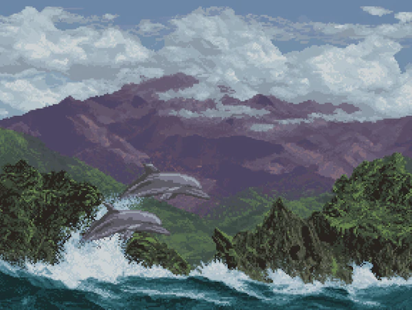 Pixel Art Coastal Scene