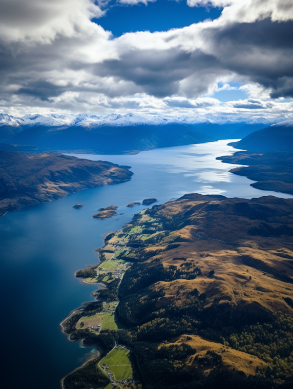 Tranquil Mountain Lake Aerial View