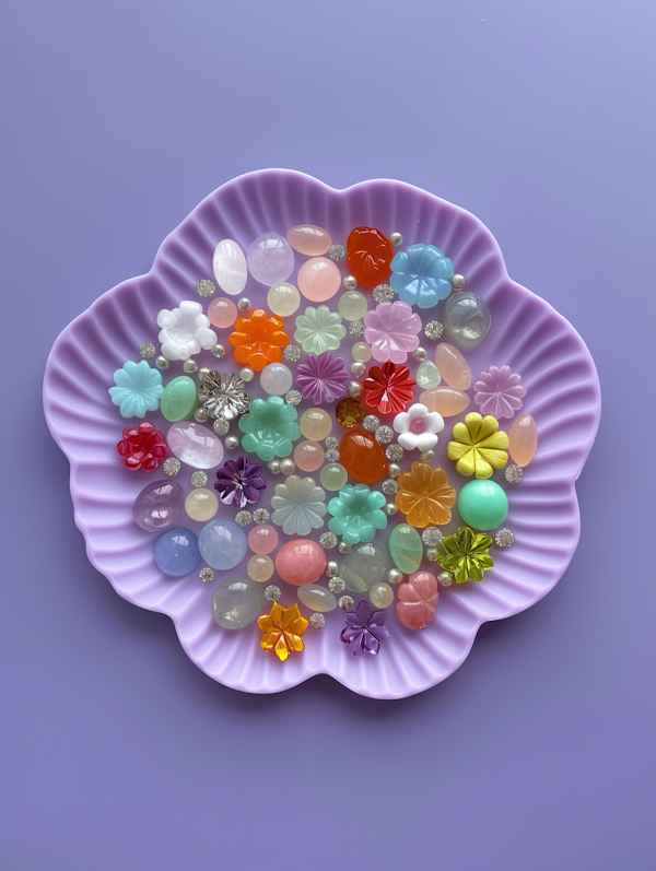 Colorful Buttons in Clamshell Dish