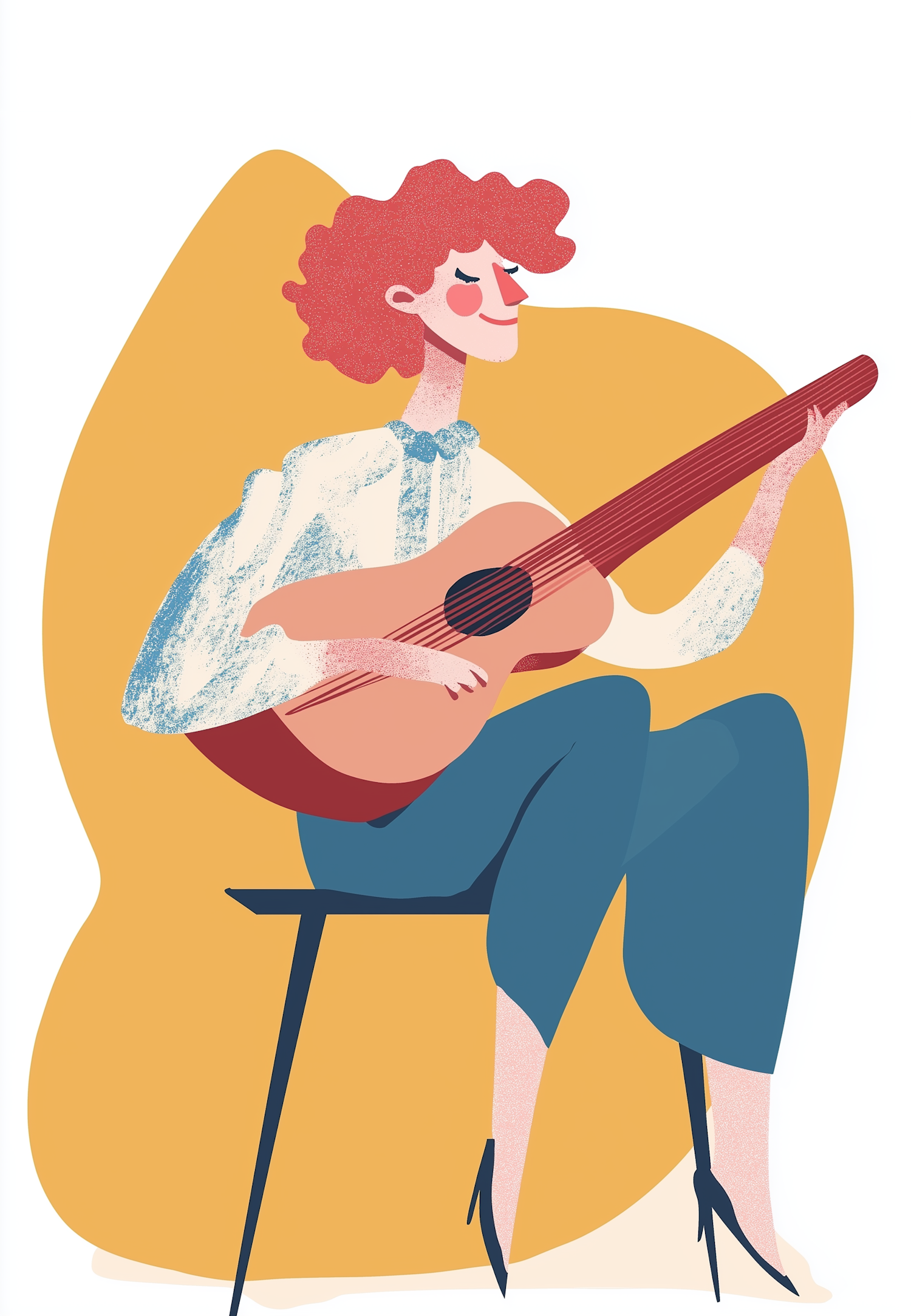 Woman Playing Acoustic Guitar Illustration