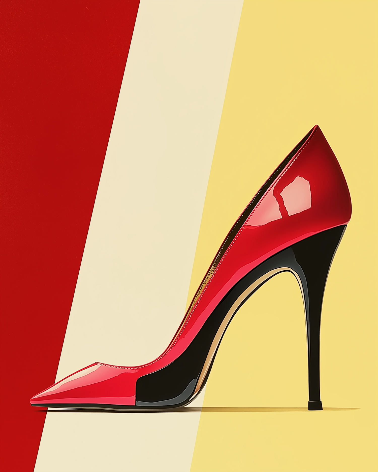 Striking Red High-Heeled Shoe