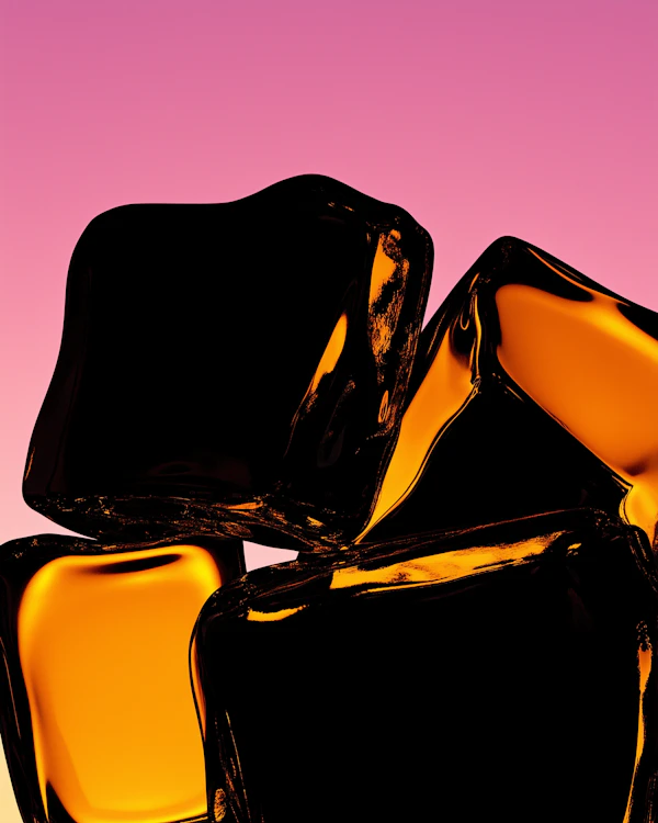 Amber Ice Cubes Close-Up