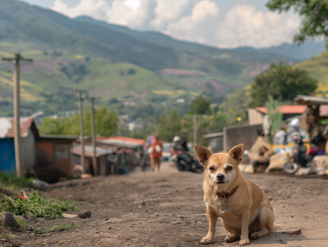 Charming Dog on a Village Street