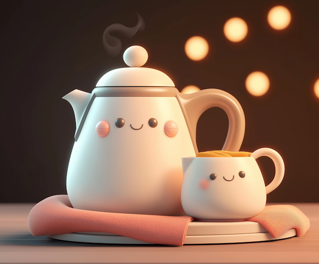 Whimsical Teapot and Teacup