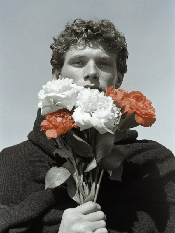 Man with Flower Bouquet