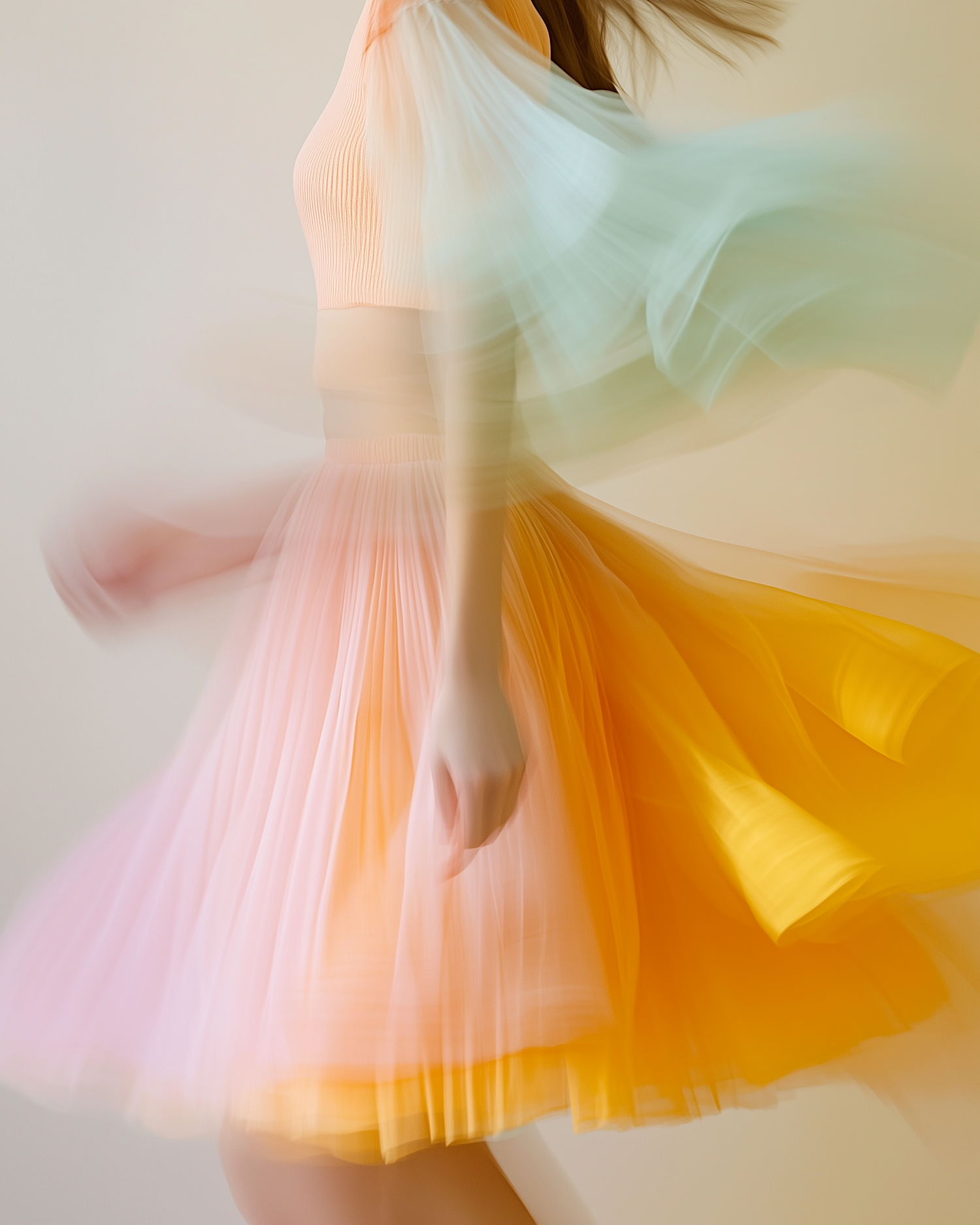 Dynamic Motion with Flowing Skirt