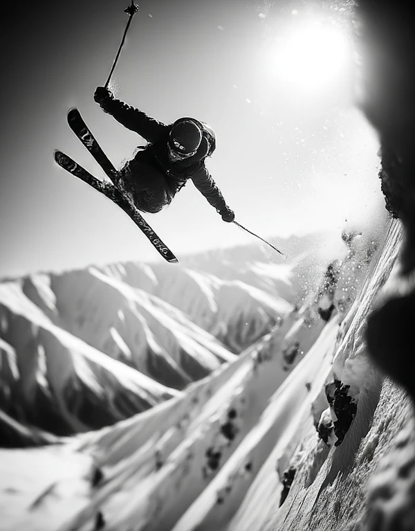 Skier Mid-Air Jump