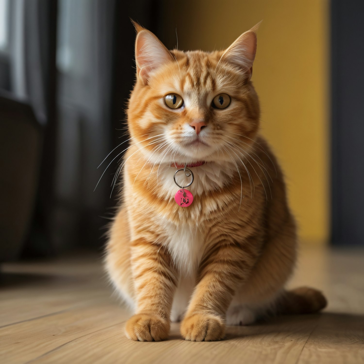 Ginger Tabby Cat on Wooden Floor